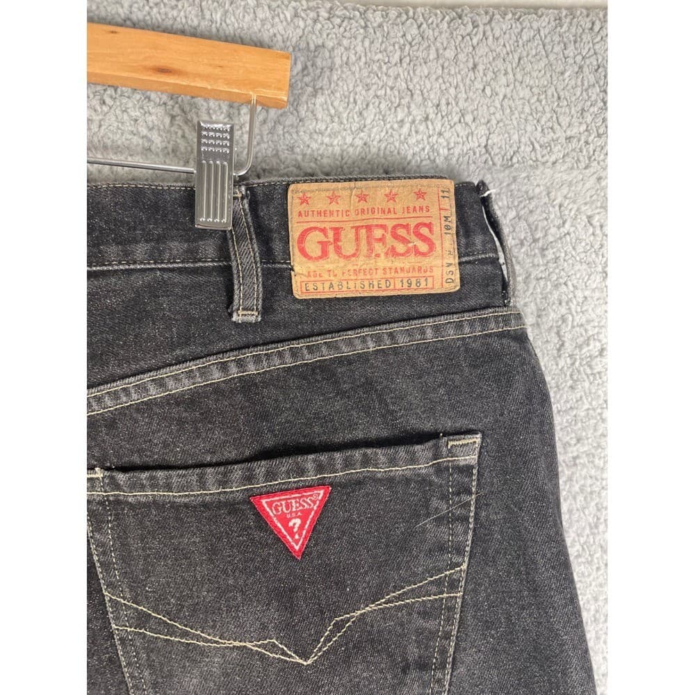Vintage Guess Jeans Mens 40 Black Charcoal Relaxed Baggy Wide Leg Pants Denim - Thumbnail 4