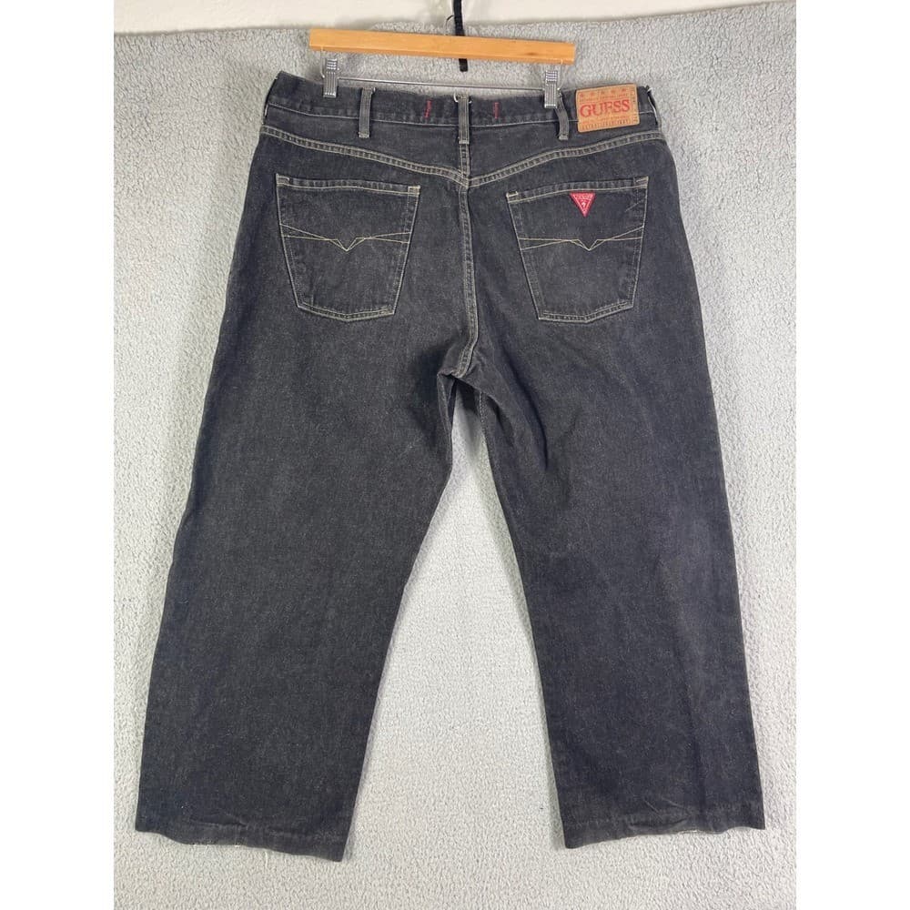 Vintage Guess Jeans Mens 40 Black Charcoal Relaxed Baggy Wide Leg Pants Denim - Thumbnail 13