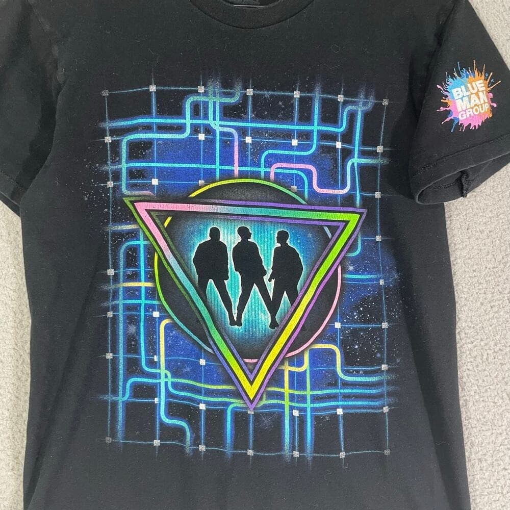 Blue Man Group T Shirt Womens Small Universal Studios Neon Graphic Black Tee - Thumbnail 3