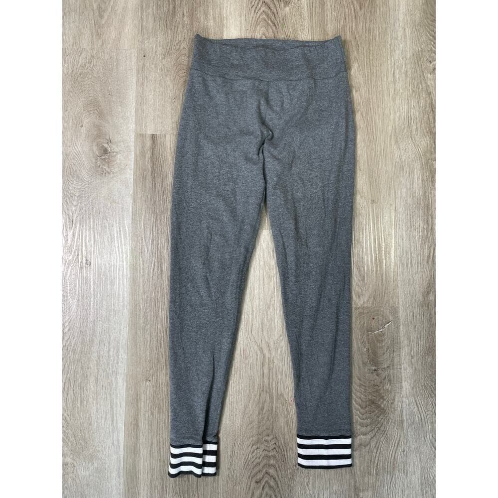 Adidas 3-Stripes Leggings Gray Cotton Blend Mid Rise Women's Medium Activewear