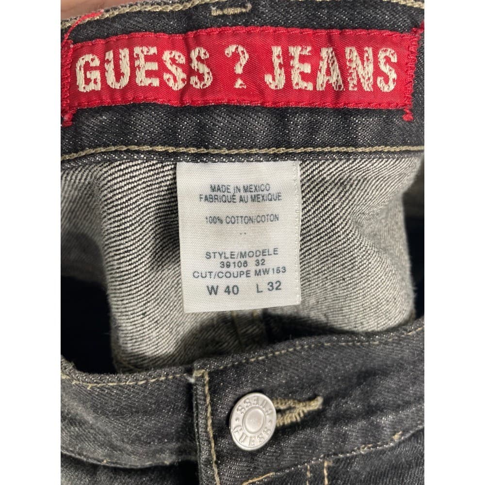 Vintage Guess Jeans Mens 40 Black Charcoal Relaxed Baggy Wide Leg Pants Denim - Thumbnail 5
