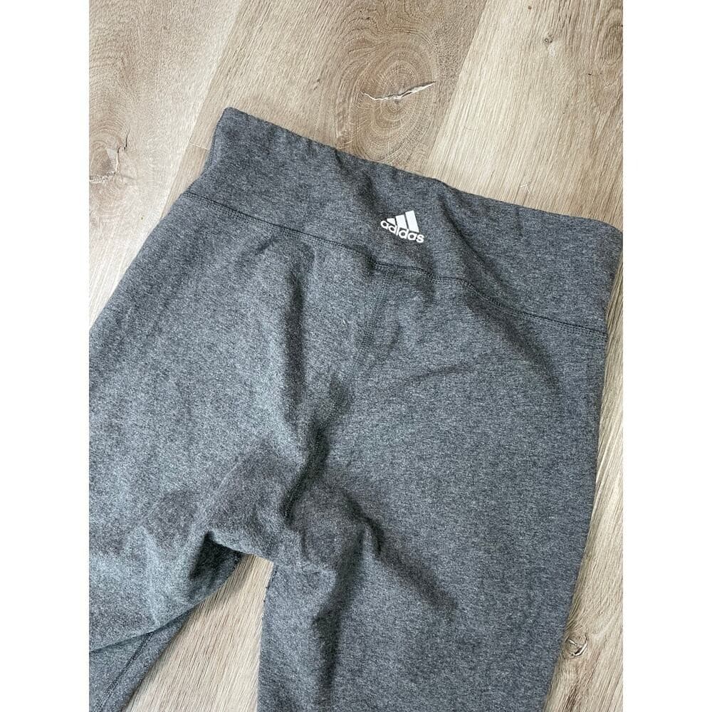 Adidas 3-Stripes Leggings Gray Cotton Blend Mid Rise Women's Medium Activewear - Thumbnail 8