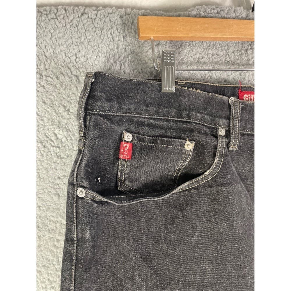 Vintage Guess Jeans Mens 40 Black Charcoal Relaxed Baggy Wide Leg Pants Denim - Thumbnail 10