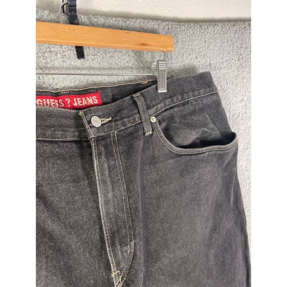 Vintage Guess Jeans Mens 40 Black Charcoal Relaxed Baggy Wide Leg Pants Denim - Thumbnail 11