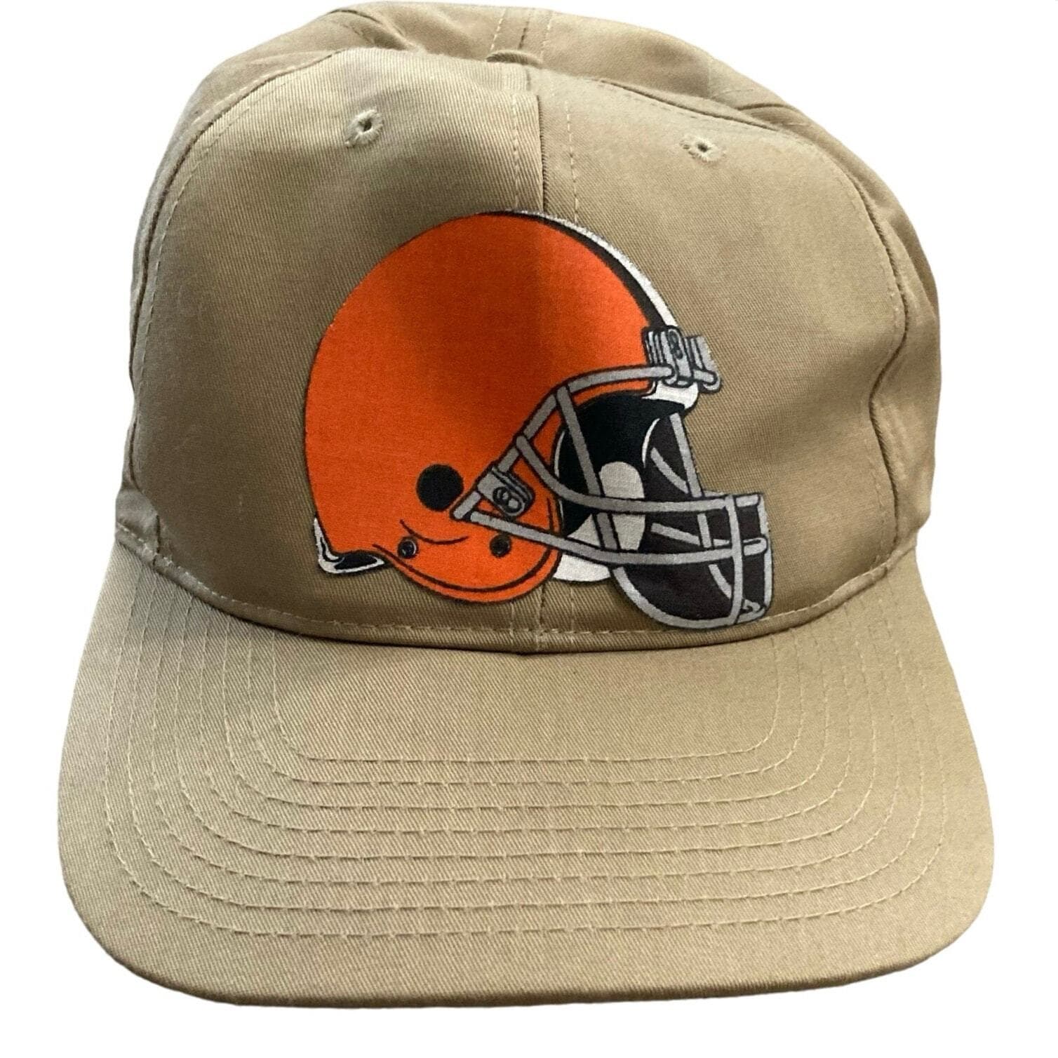 Vintage Cleveland Browns Snapback Hat Beige Flat Bill NFL Football Cap One Size - Thumbnail 2