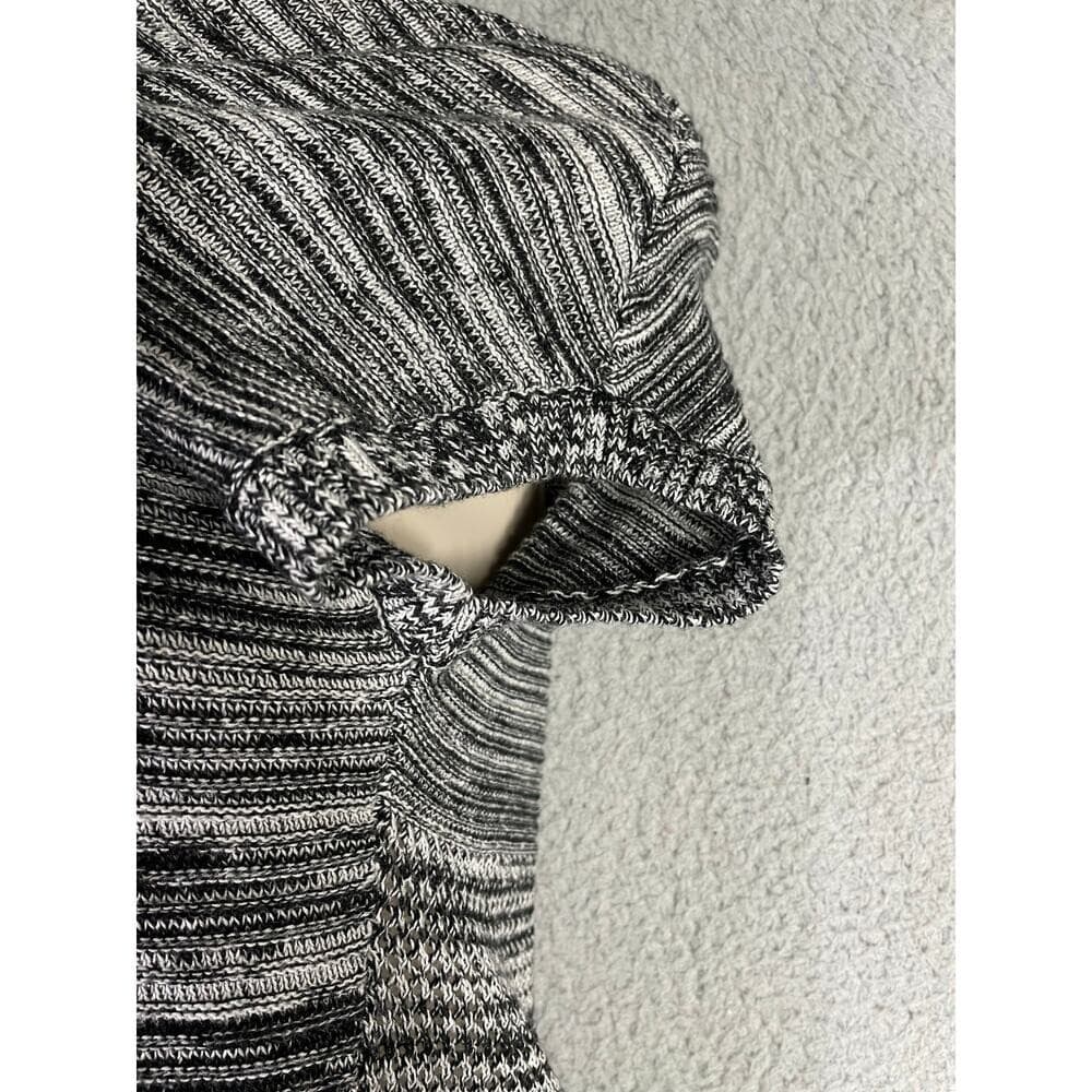 Women's Short Sleeve Open Front Cardigan Sweater Black White Marled Knit S APT9 - Thumbnail 8