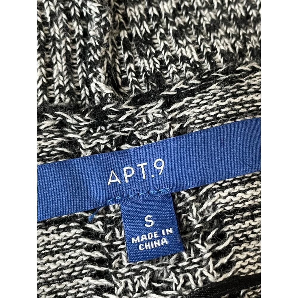 Women's Short Sleeve Open Front Cardigan Sweater Black White Marled Knit S APT9 - Thumbnail 6