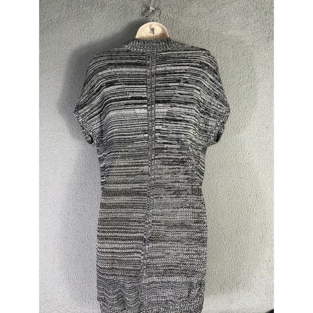 Women's Short Sleeve Open Front Cardigan Sweater Black White Marled Knit S APT9 - Thumbnail 3