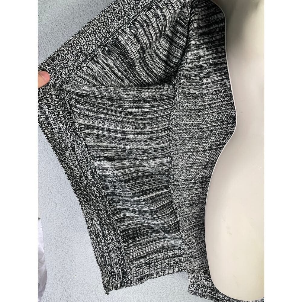 Women's Short Sleeve Open Front Cardigan Sweater Black White Marled Knit S APT9 - Thumbnail 7
