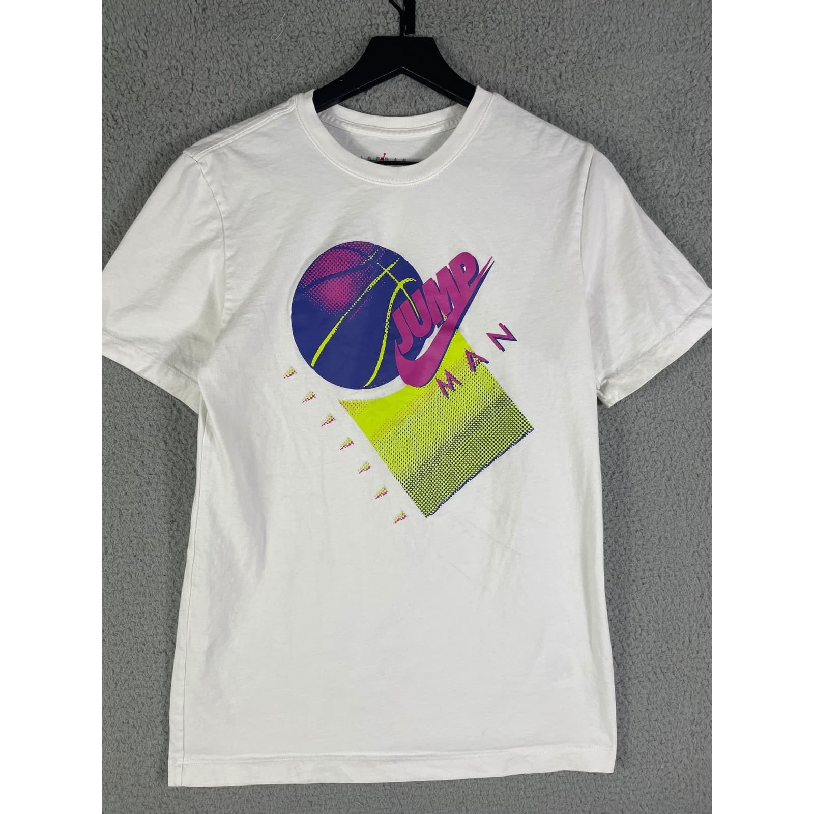 Jordan Jumpman Basketball Graphic T-Shirt Mens Small White Retro Neon Nike Tee - Thumbnail 7