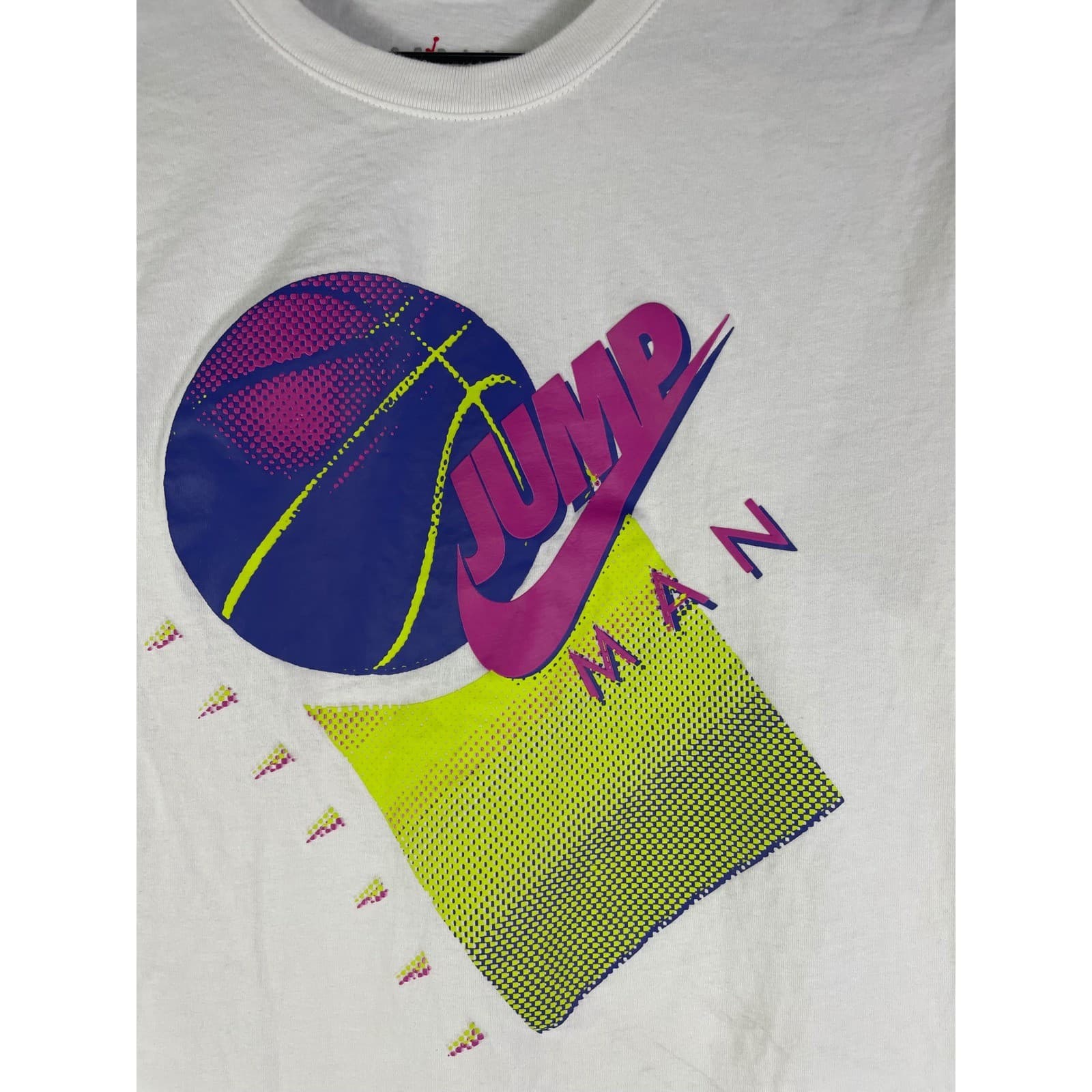 Jordan Jumpman Basketball Graphic T-Shirt Mens Small White Retro Neon Nike Tee - Thumbnail 8