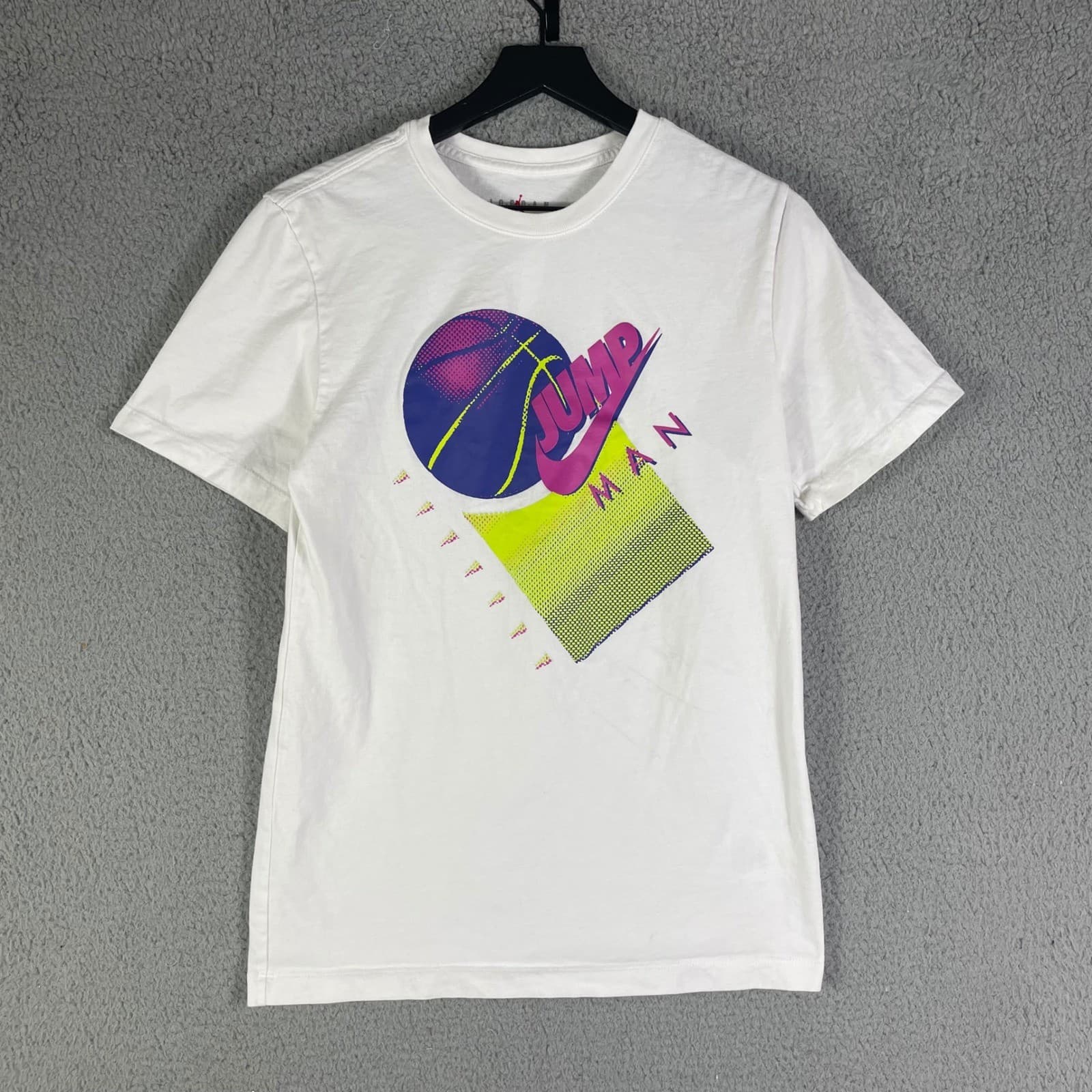 Jordan Jumpman Basketball Graphic T-Shirt Mens Small White Retro Neon Nike Tee - Thumbnail 5