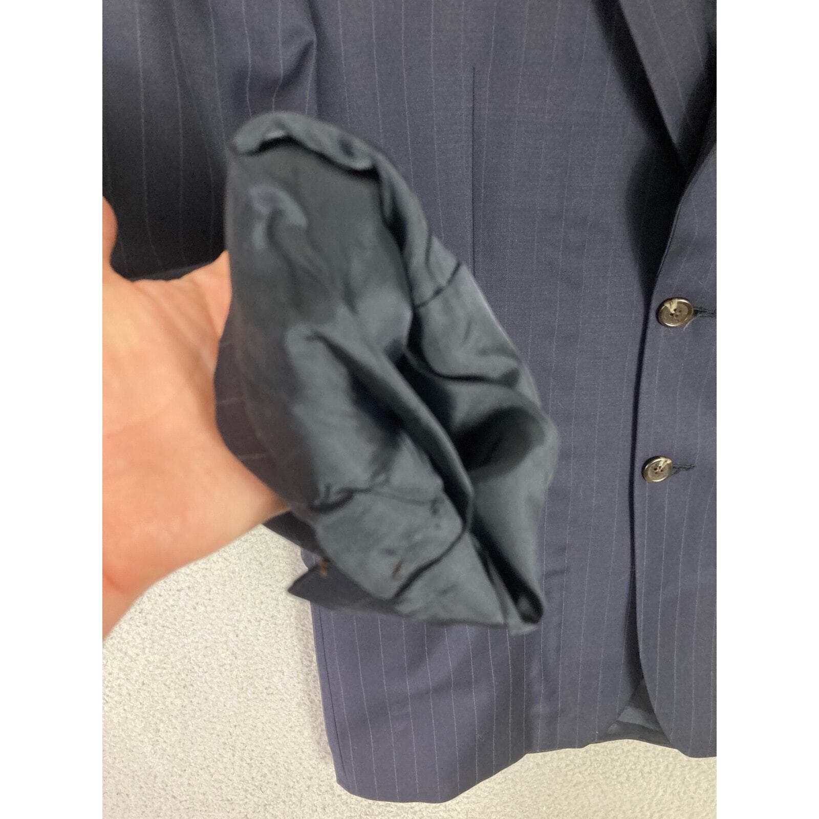 Lauren Ralph Lauren Navy Pinstripe Blazer Jacket Women’s 42R Lined Career Suit - Thumbnail 16