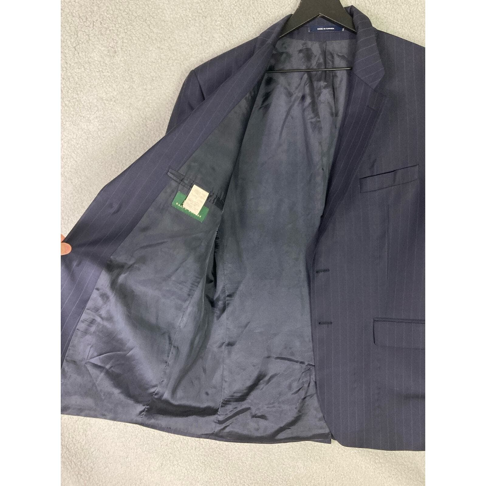 Lauren Ralph Lauren Navy Pinstripe Blazer Jacket Women’s 42R Lined Career Suit - Thumbnail 17