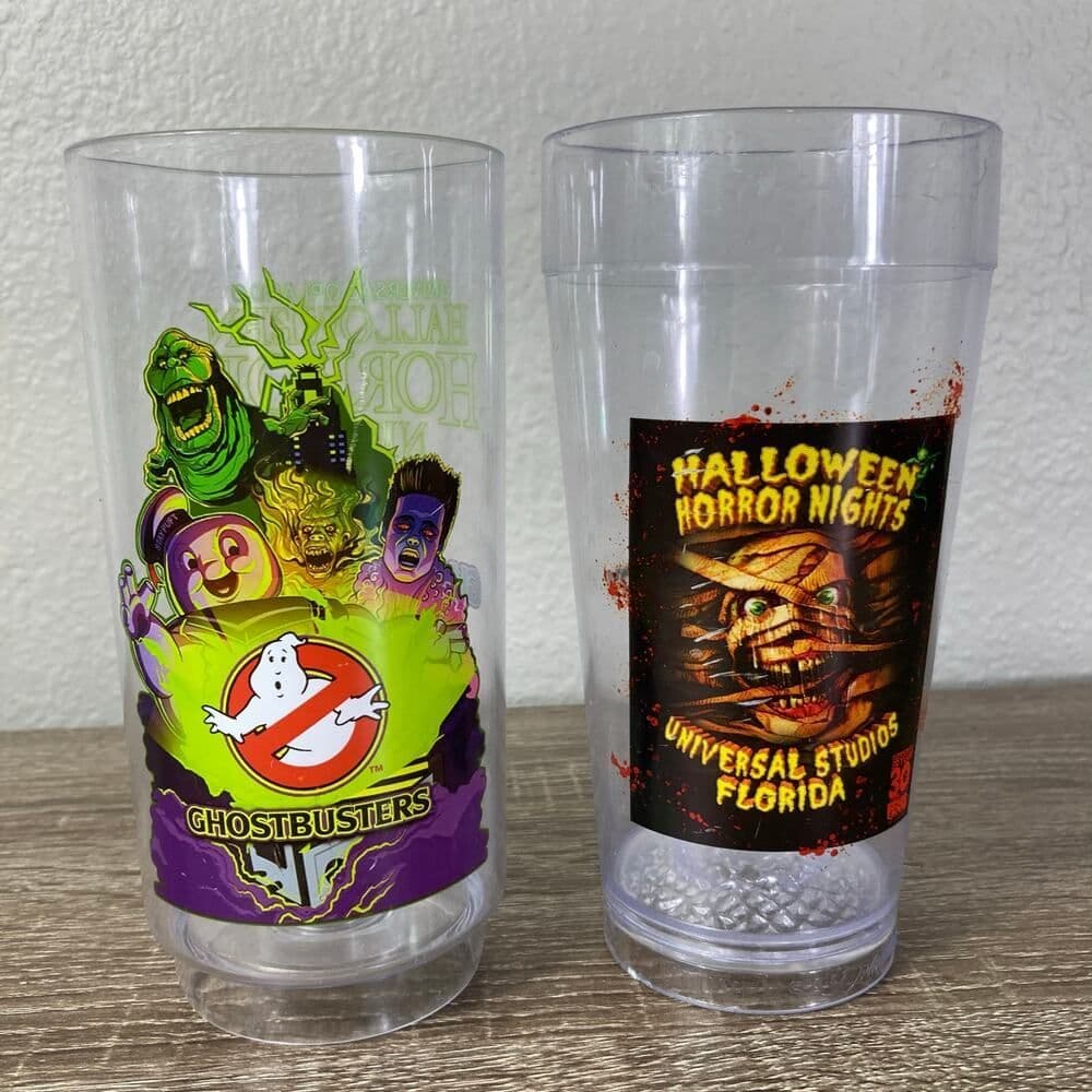 Universal Studios Halloween Horror Nights Ghostbusters Plastic Tumbler Cups Lot - Thumbnail 2
