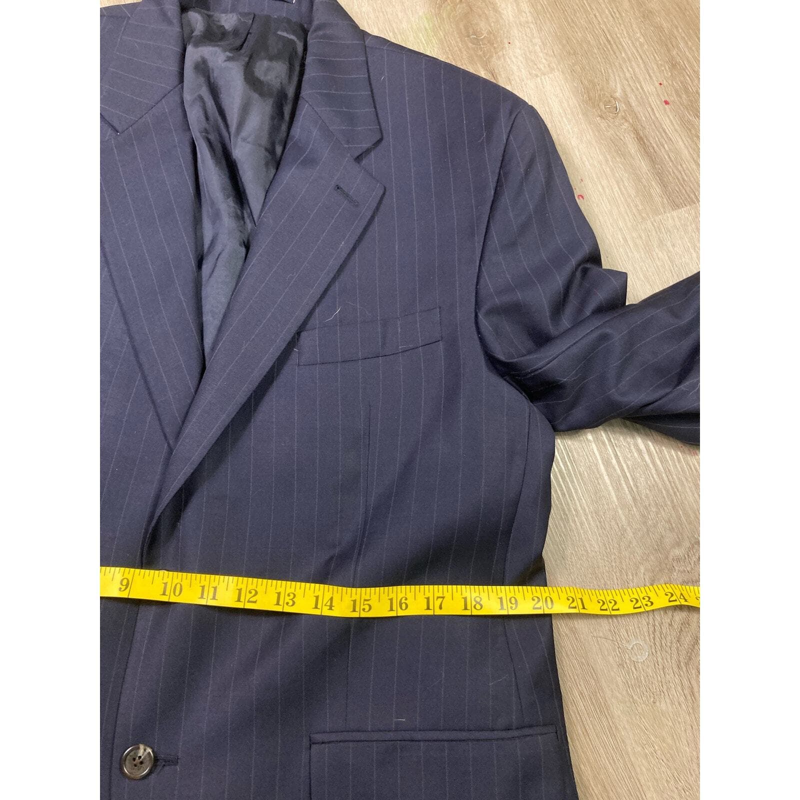 Lauren Ralph Lauren Navy Pinstripe Blazer Jacket Women’s 42R Lined Career Suit - Thumbnail 3
