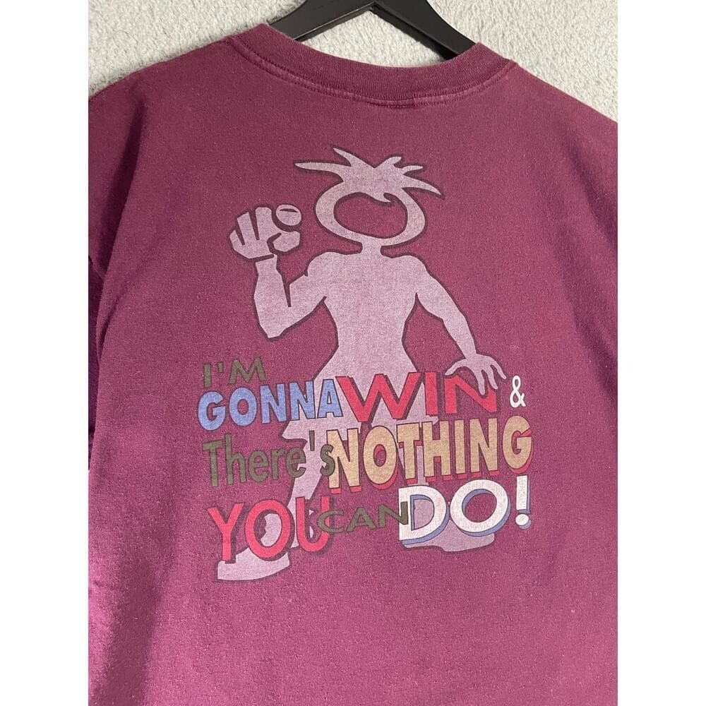 Vintage 90s Champ Brand Graphic T Shirt Mens Large Maroon USA Made Im Gonna Win - Thumbnail 7