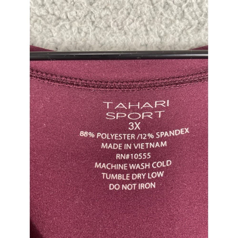 Tahari Sport Twist Front Long Sleeve Top Burgundy Plus Size 3X - Thumbnail 4