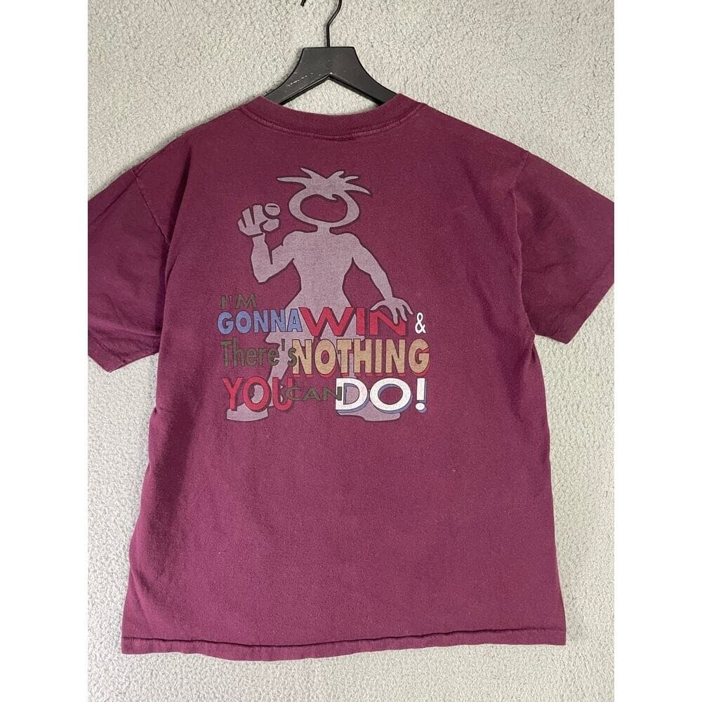 Vintage 90s Champ Brand Graphic T Shirt Mens Large Maroon USA Made Im Gonna Win - Thumbnail 6