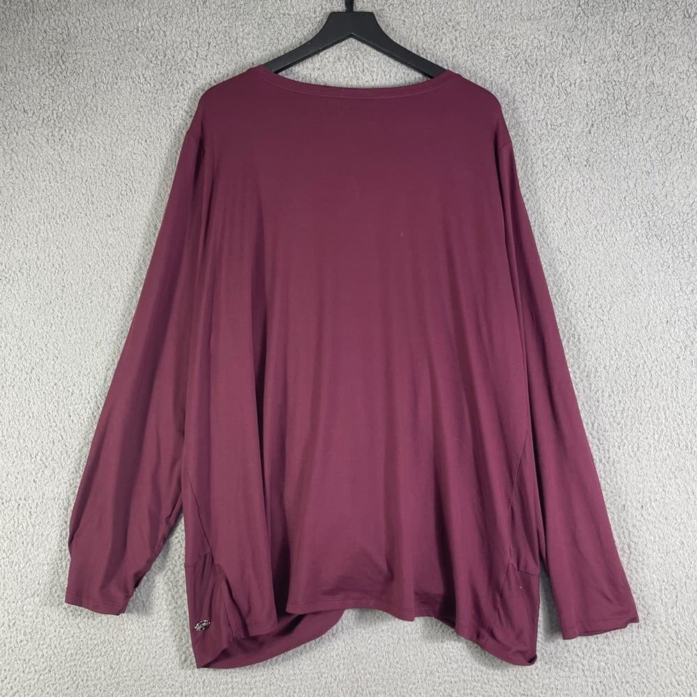 Tahari Sport Twist Front Long Sleeve Top Burgundy Plus Size 3X - Thumbnail 8