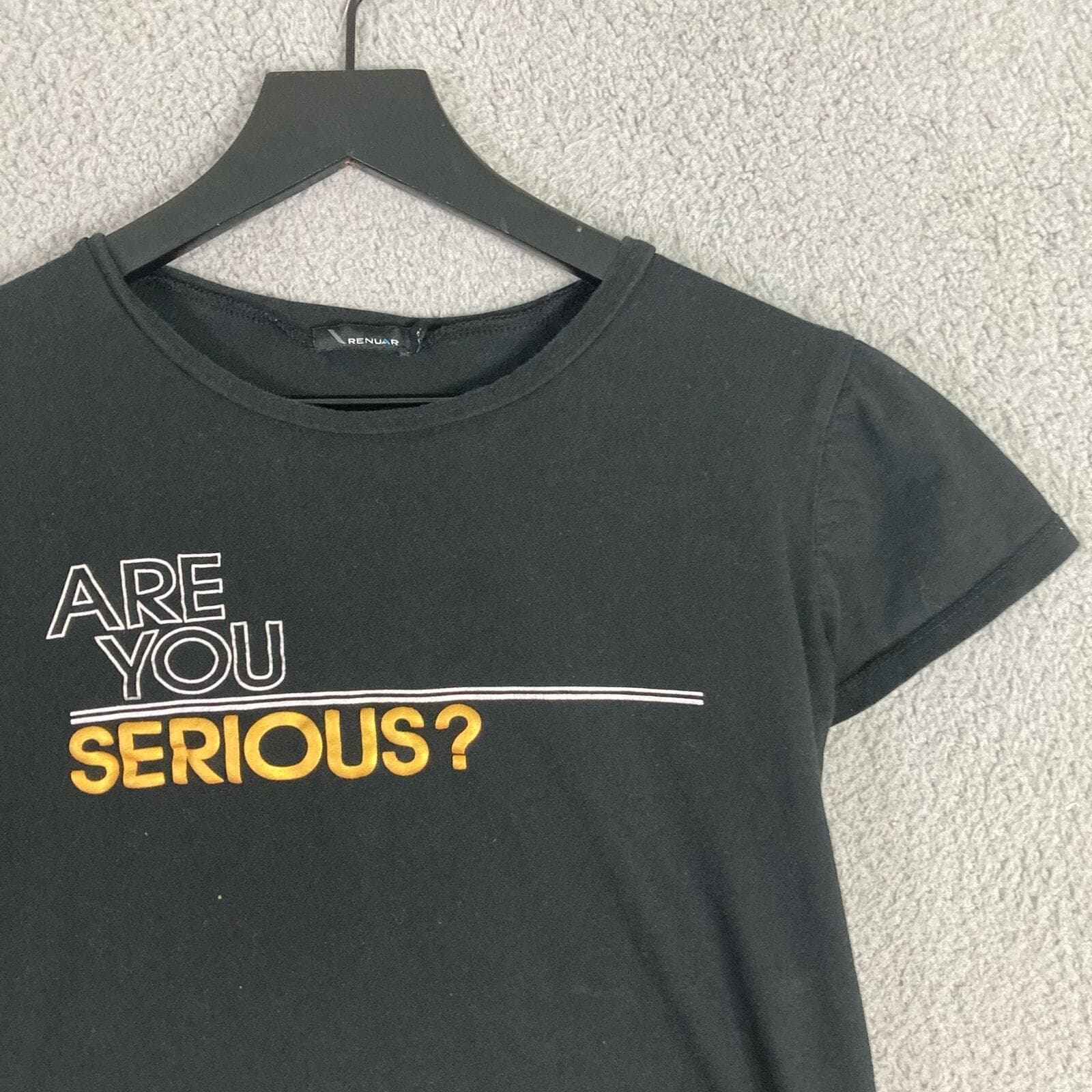 Womens Graphic T Shirt Size 34 Black Funny Quote Sarcasm Are You Serious Tee - Thumbnail 5