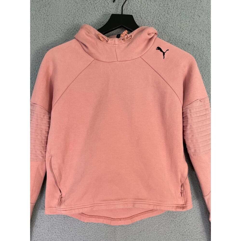 Puma Women’s Hoodie Small Pink Athleisure Pullover Moto Sleeve Sweatshirt - Thumbnail 6