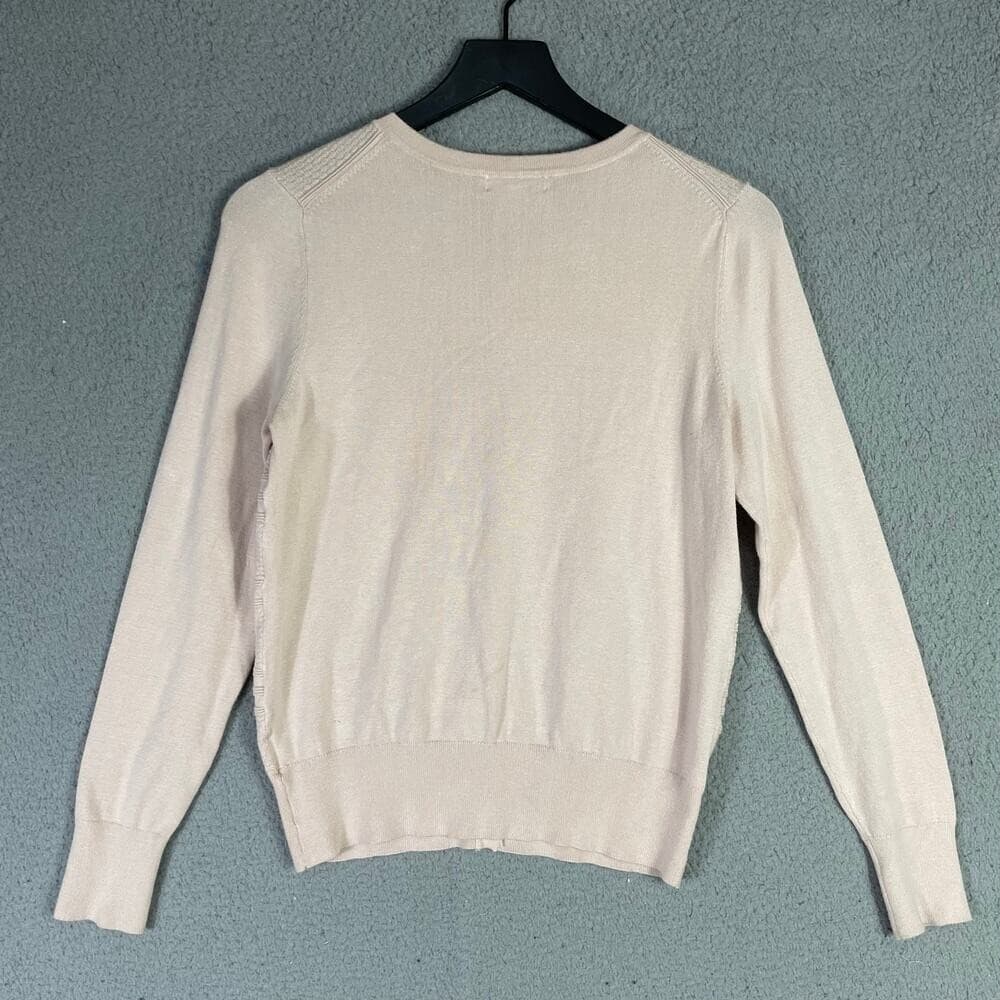 Charter Club Beige Button Cardigan Sweater Womens Small Textured Rayon Nylon Top - Thumbnail 2