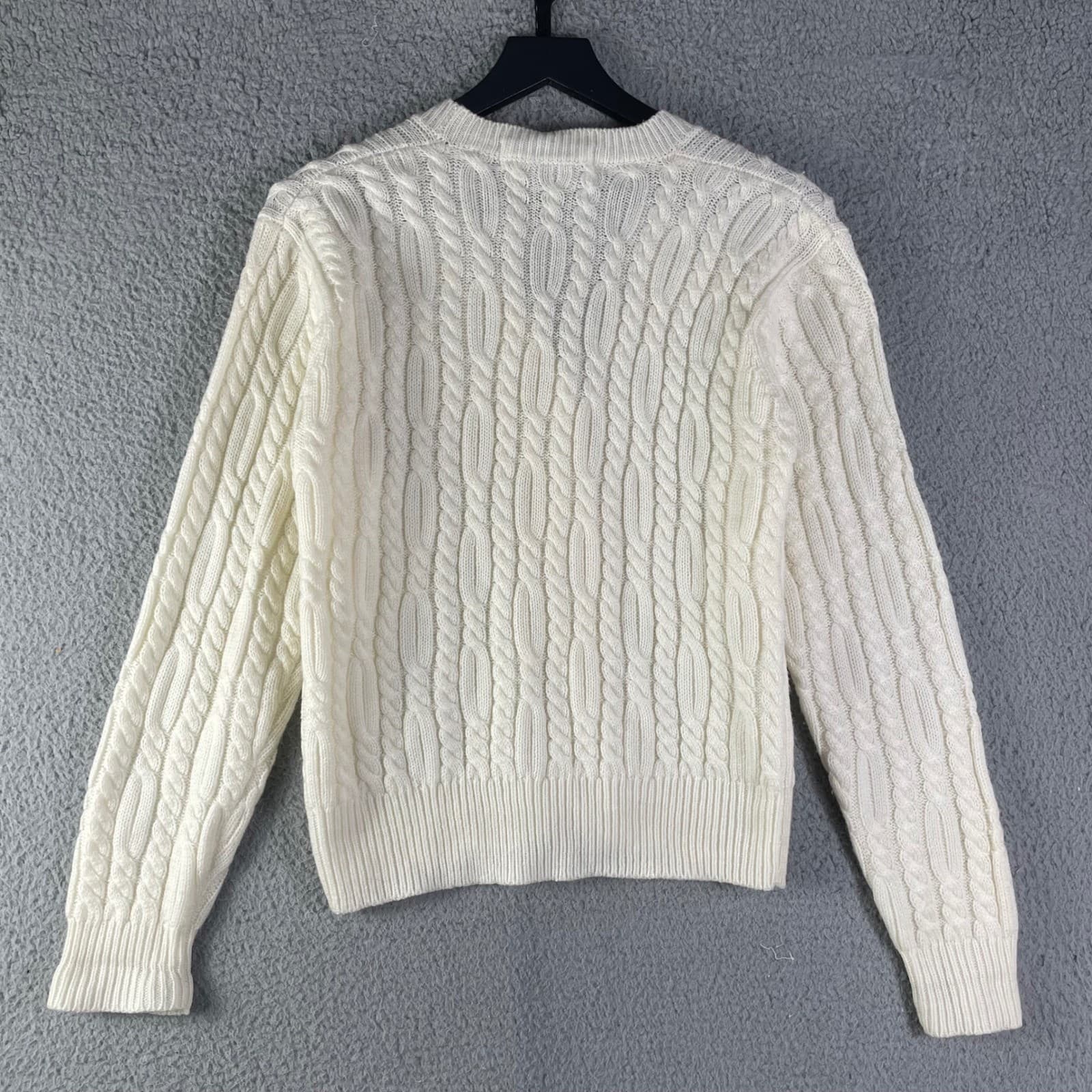 Karen Scott Ivory Cable Knit Button Front Cardigan Sweater Womens Small Size S - Thumbnail 6