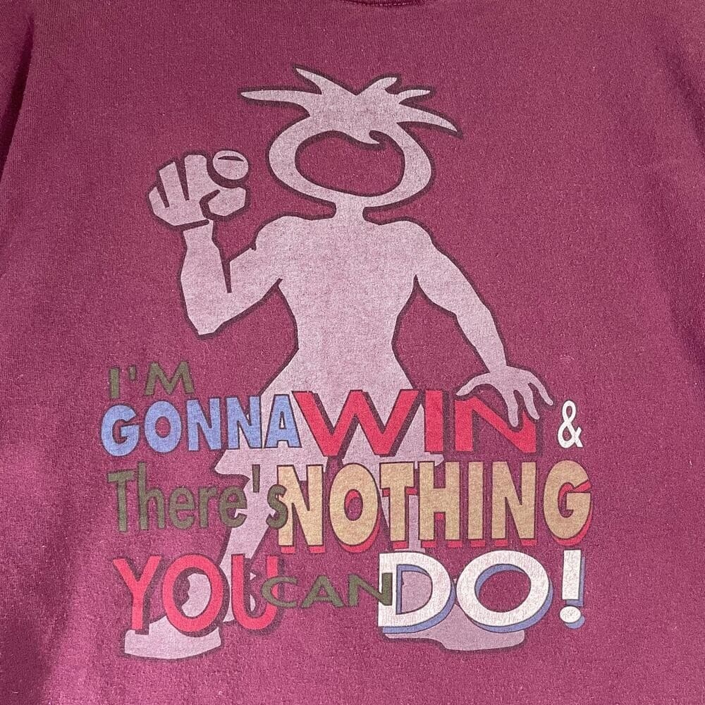 Vintage 90s Champ Brand Graphic T Shirt Mens Large Maroon USA Made Im Gonna Win - Thumbnail 8