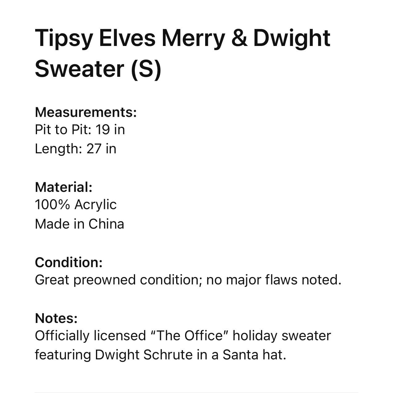 Tipsy Elves The Office Dwight Schrute Ugly Christmas Sweater Small Holiday Knit - Thumbnail 2