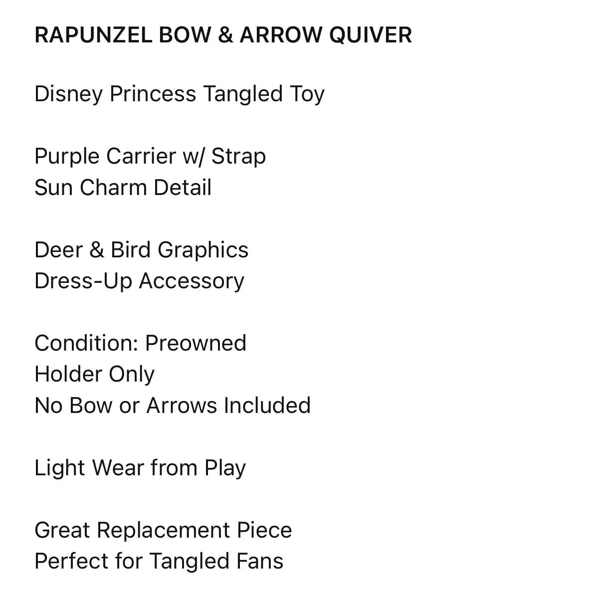 Disney Tangled Rapunzel Bow Arrow Quiver Toy Costume Accessory Purple - Thumbnail 2