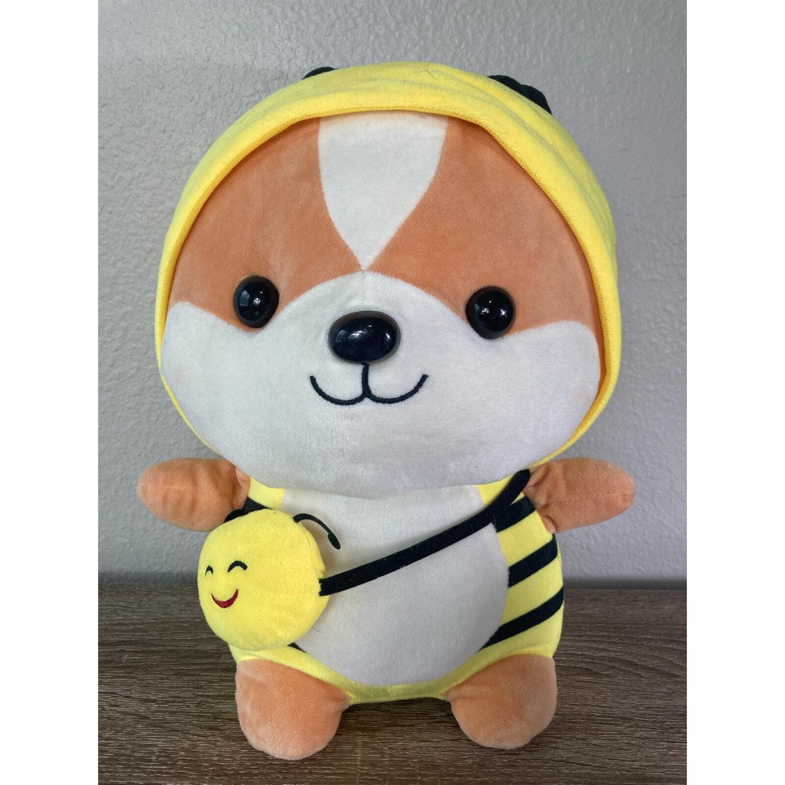Cute Corgi Shiba Inu Plush Toy Medium Yellow Bee Costume Stuffed Animal Kawaii - Thumbnail 5