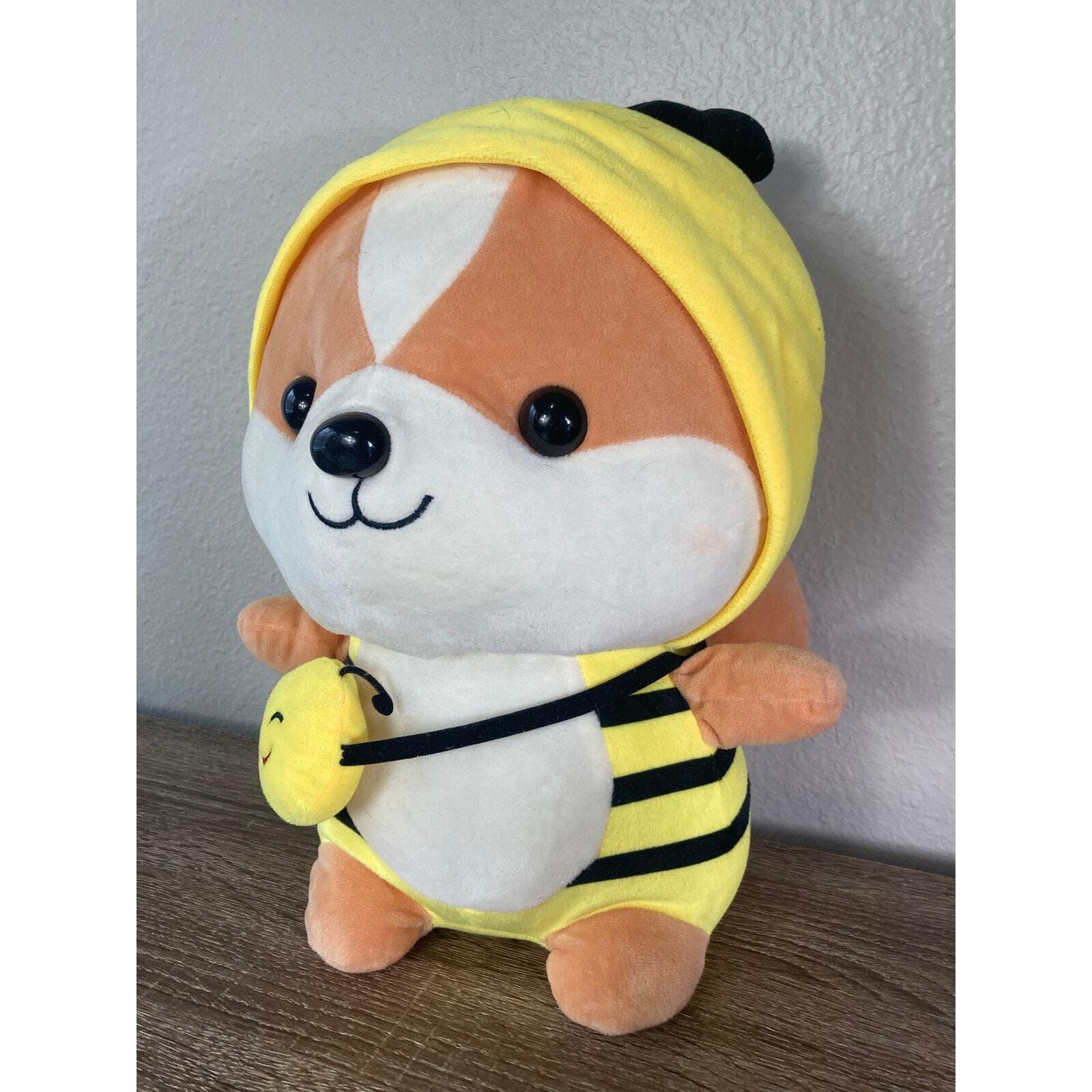 Cute Corgi Shiba Inu Plush Toy Medium Yellow Bee Costume Stuffed Animal Kawaii - Thumbnail 7