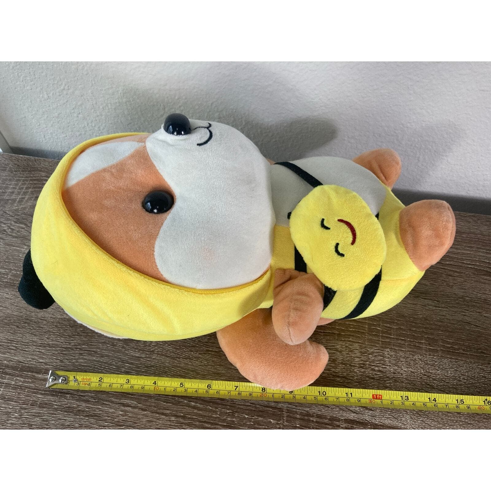 Cute Corgi Shiba Inu Plush Toy Medium Yellow Bee Costume Stuffed Animal Kawaii - Thumbnail 6
