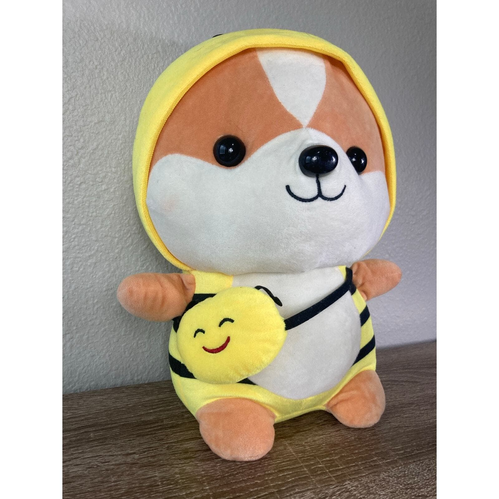 Cute Corgi Shiba Inu Plush Toy Medium Yellow Bee Costume Stuffed Animal Kawaii - Thumbnail 8