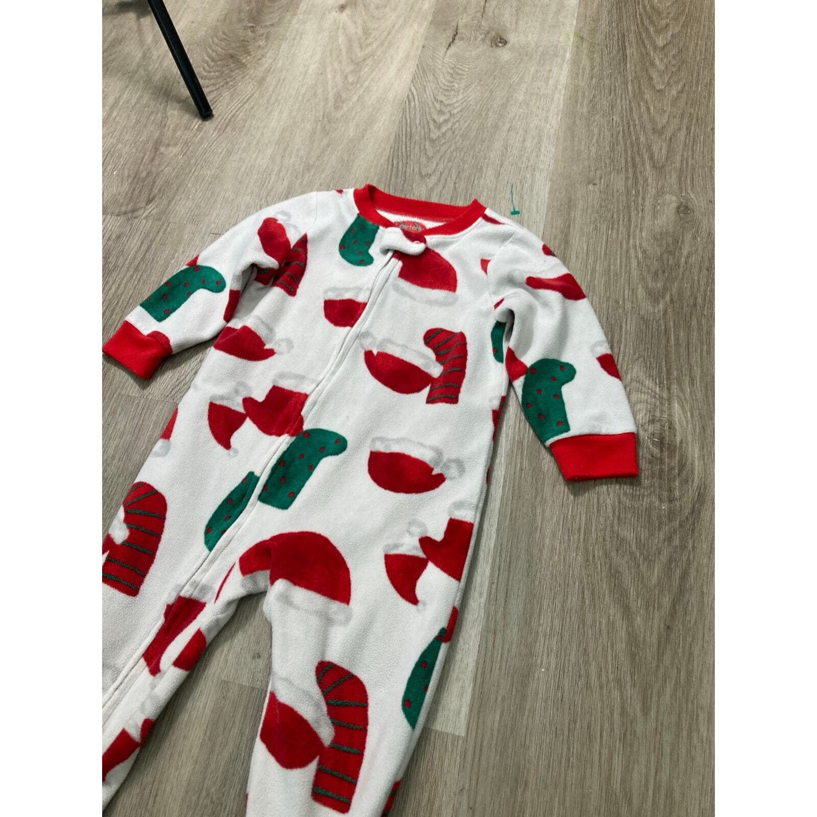 Carter’s Baby Christmas Footed Pajamas Fleece Sleeper 18M Red Holiday One Piece - Thumbnail 8