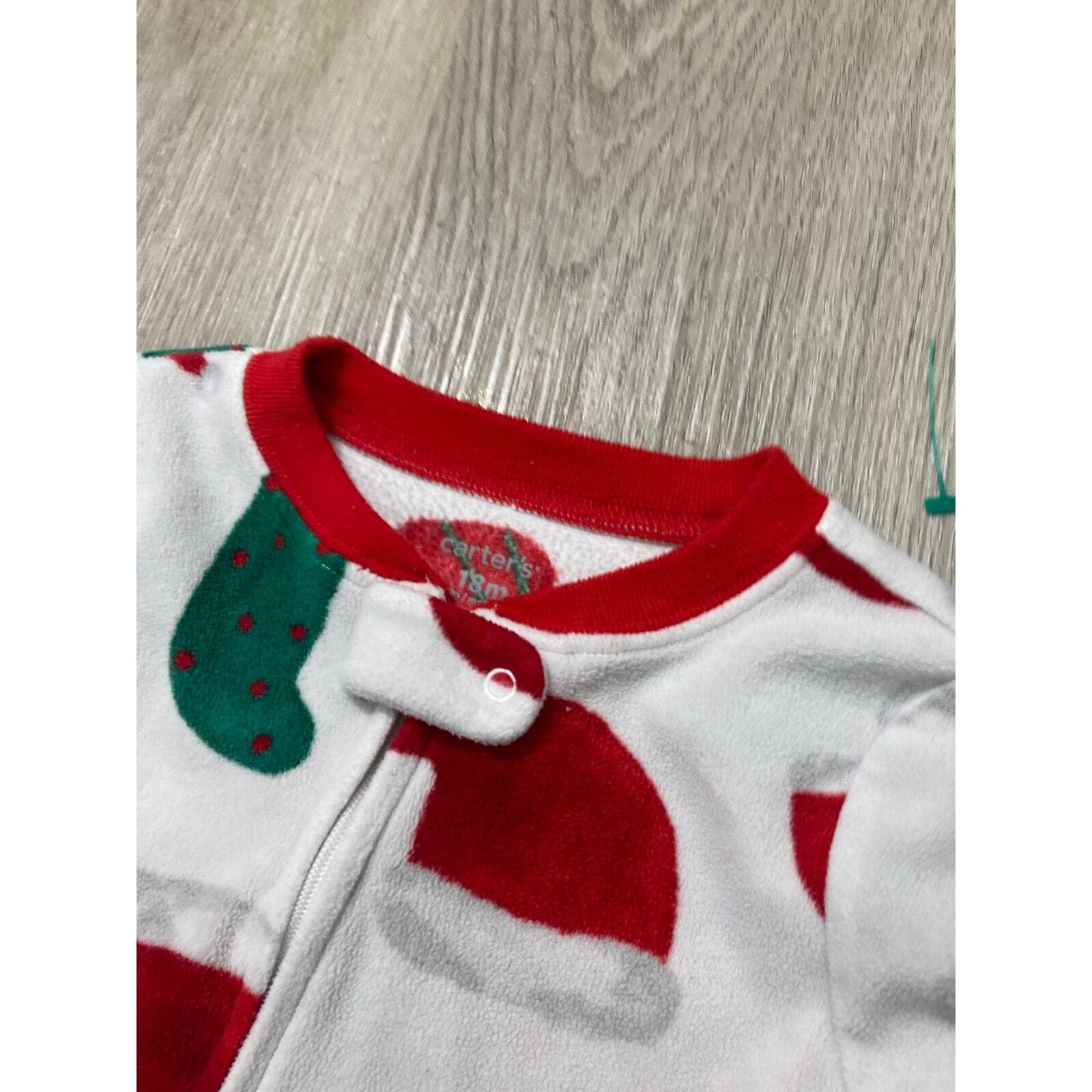 Carter’s Baby Christmas Footed Pajamas Fleece Sleeper 18M Red Holiday One Piece - Thumbnail 4
