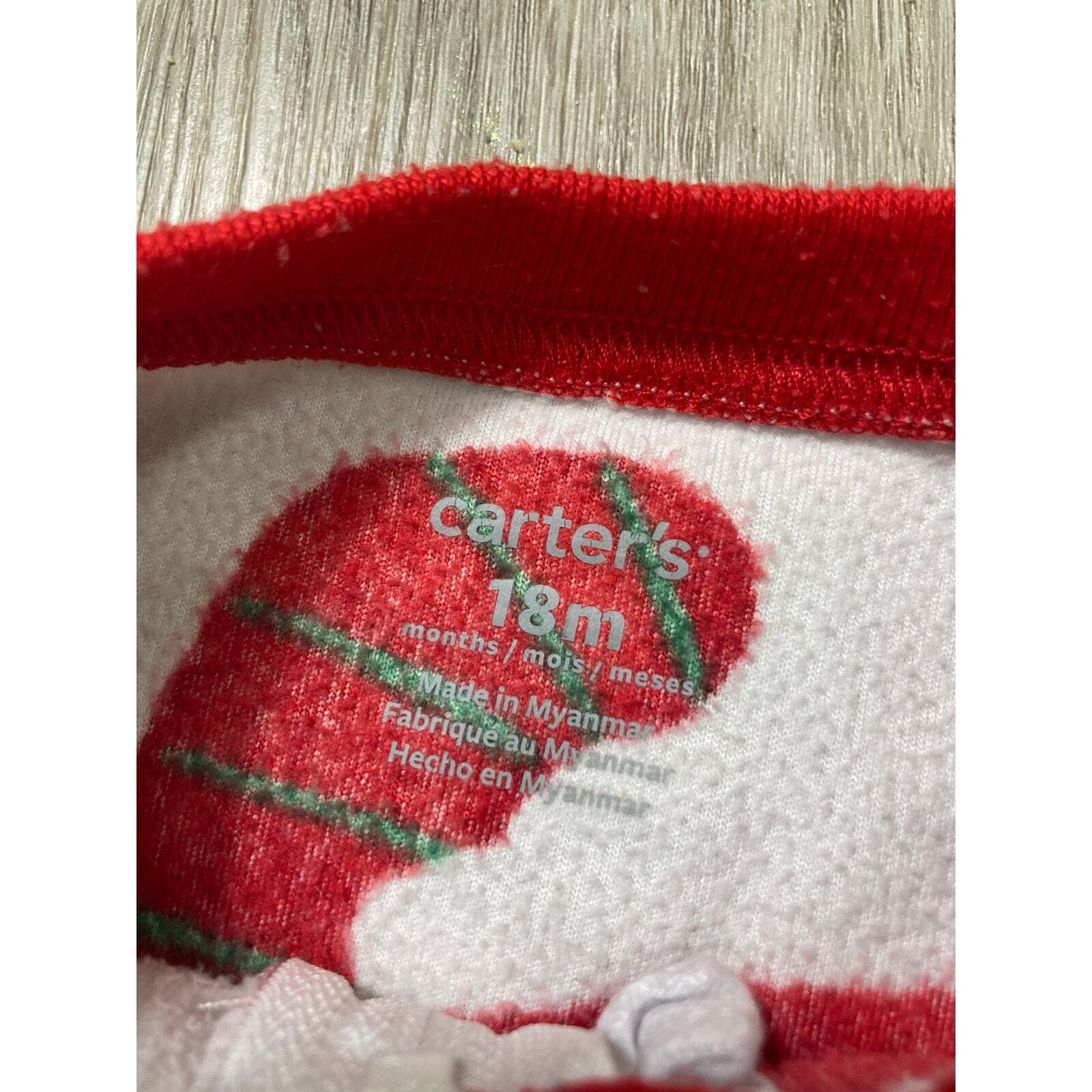 Carter’s Baby Christmas Footed Pajamas Fleece Sleeper 18M Red Holiday One Piece - Thumbnail 3