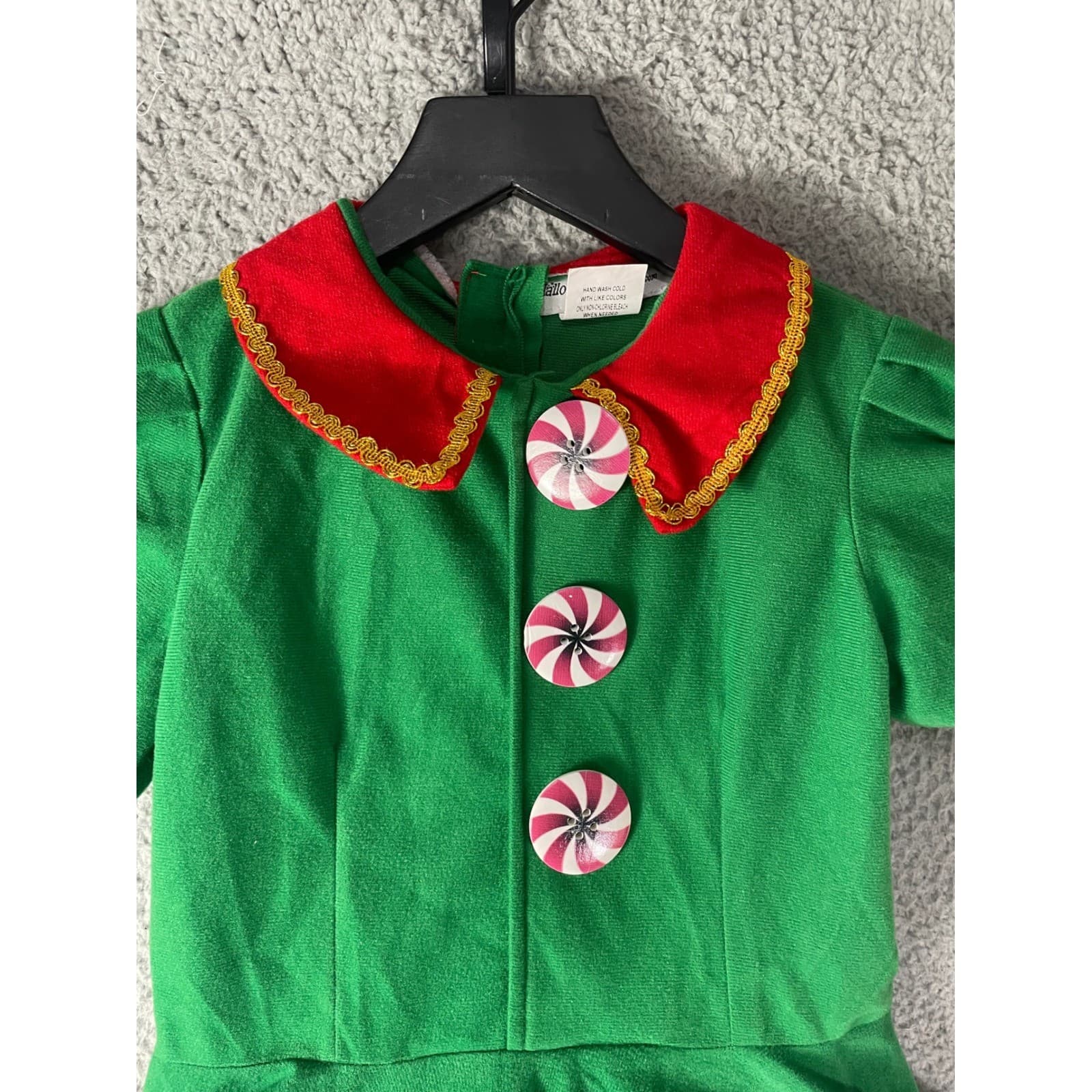 Christmas Elf Dress Costume Green Red Peppermint Button Holiday Cosplay Women M - Thumbnail 7
