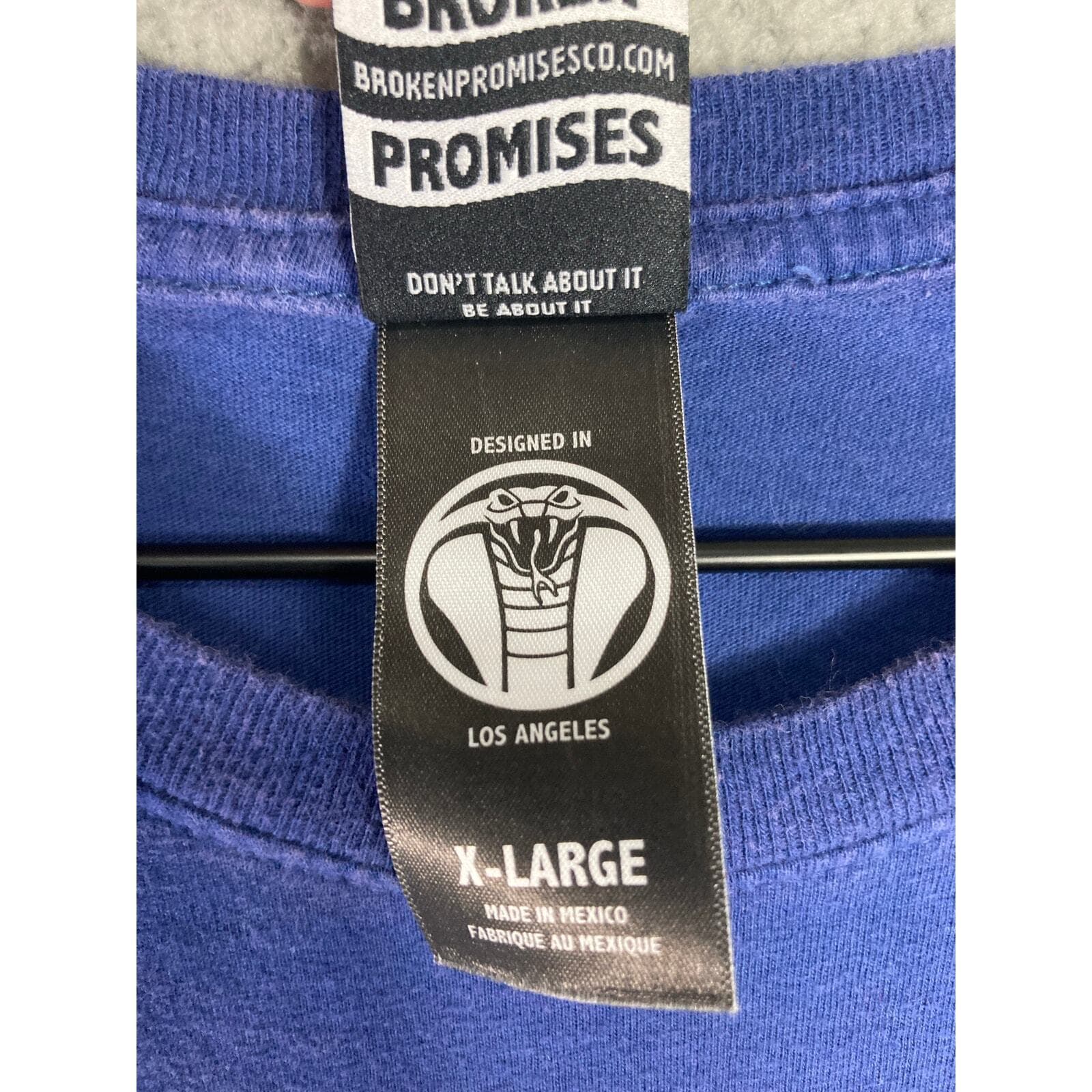 Broken Promises Long Sleeve T-Shirt Blue Unisex XL Streetwear Graphic Tee - Thumbnail 2
