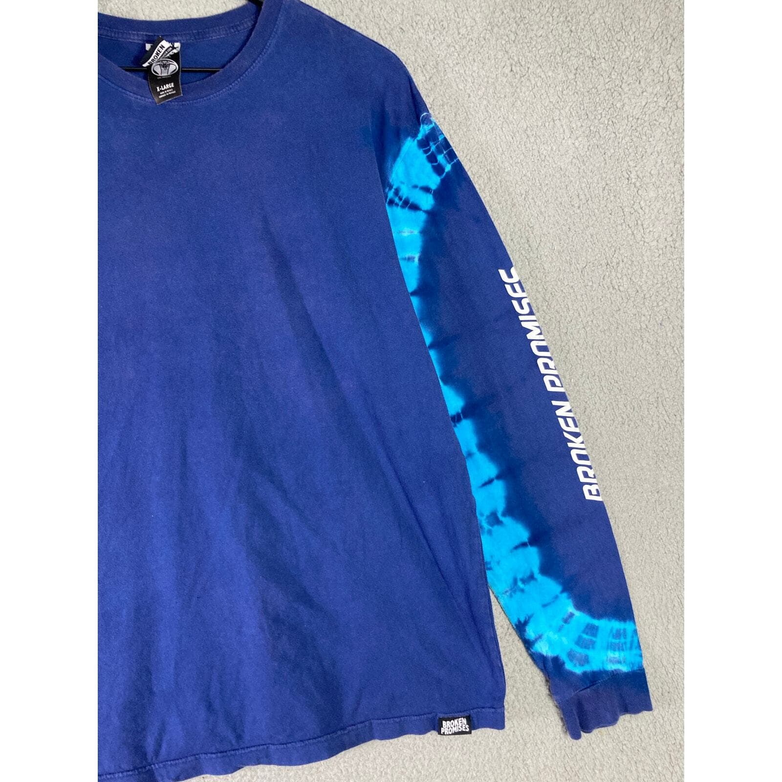 Broken Promises Long Sleeve T-Shirt Blue Unisex XL Streetwear Graphic Tee - Thumbnail 7