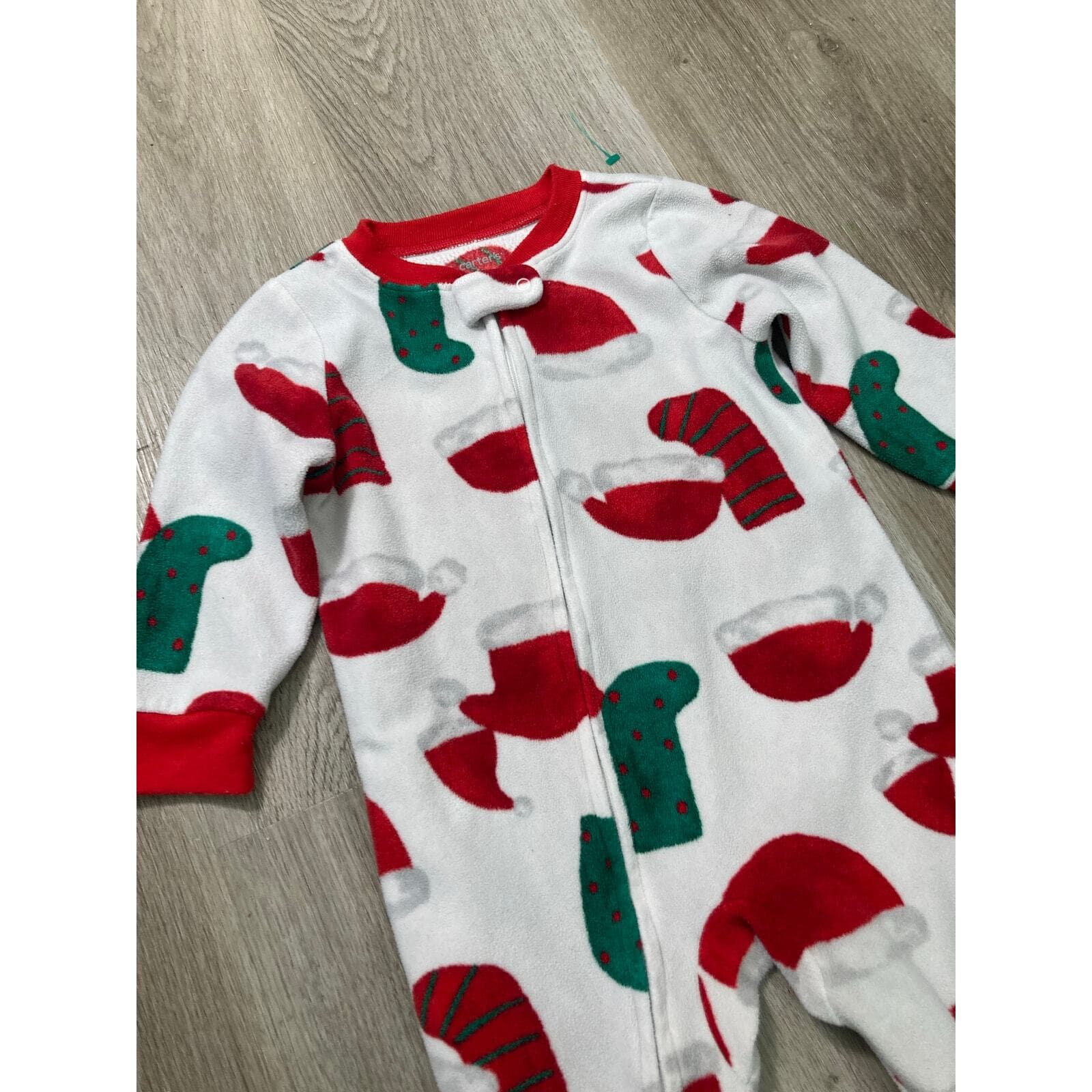 Carter’s Baby Christmas Footed Pajamas Fleece Sleeper 18M Red Holiday One Piece - Thumbnail 6