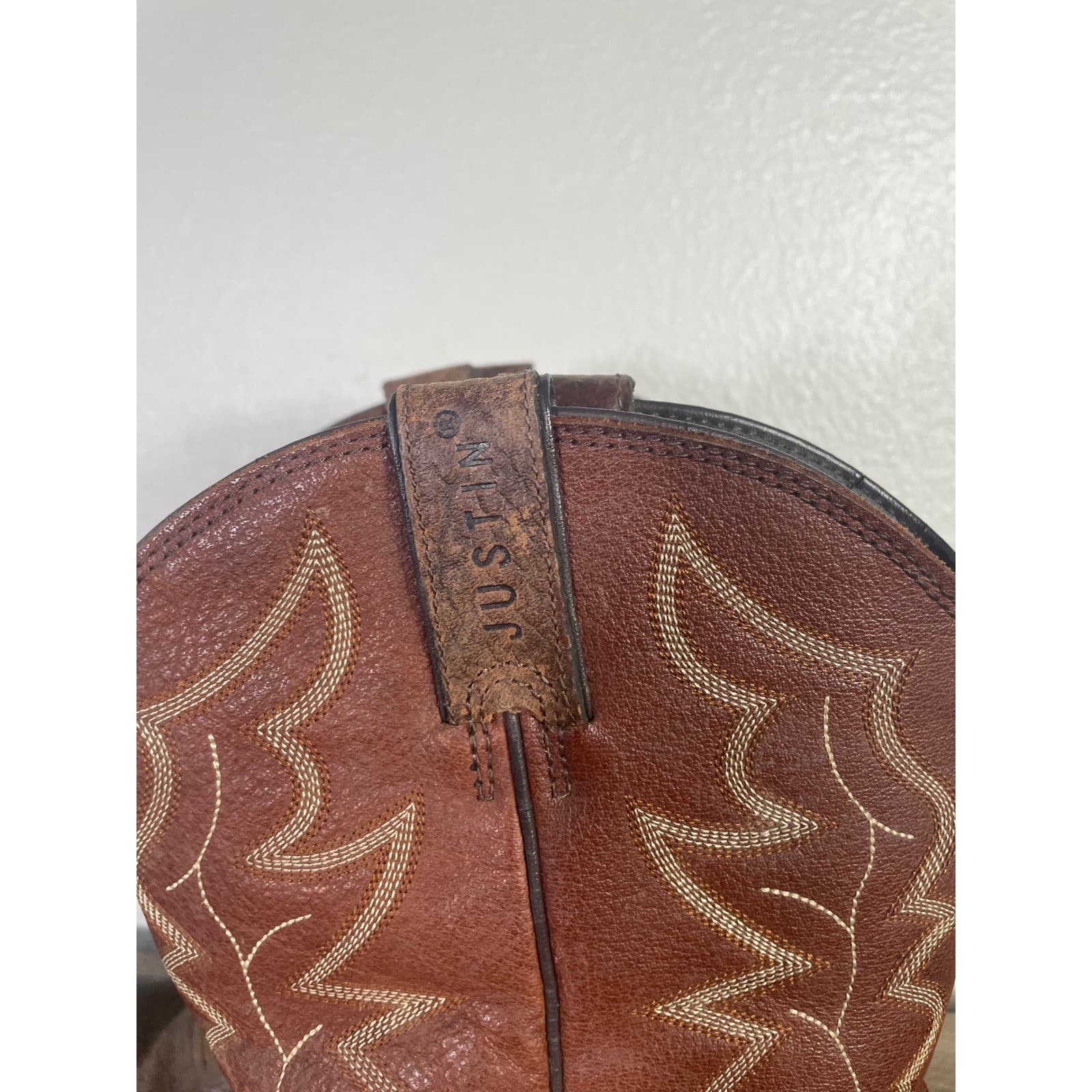 Justin Stampede Chet Boots Mens 12D Brown Leather Square Toe Western 7222 - Thumbnail 9