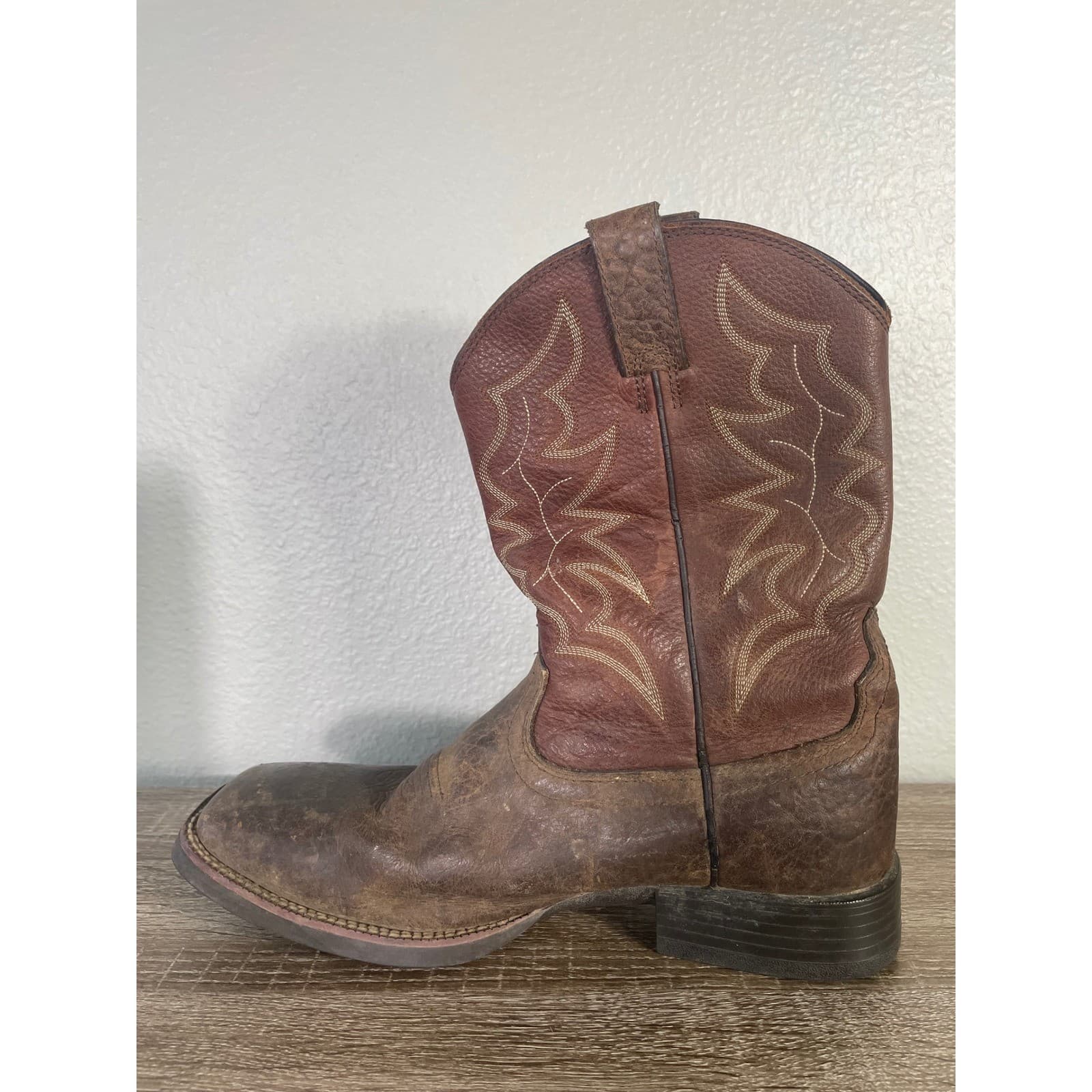 Justin Stampede Chet Boots Mens 12D Brown Leather Square Toe Western 7222 - Thumbnail 7