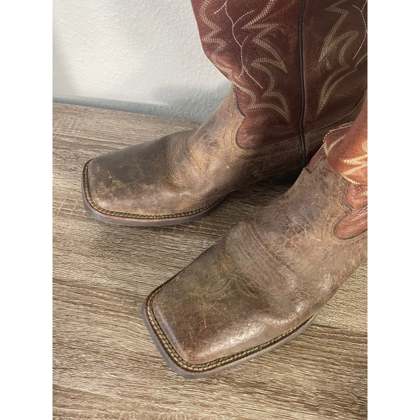 Justin Stampede Chet Boots Mens 12D Brown Leather Square Toe Western 7222 - Thumbnail 11