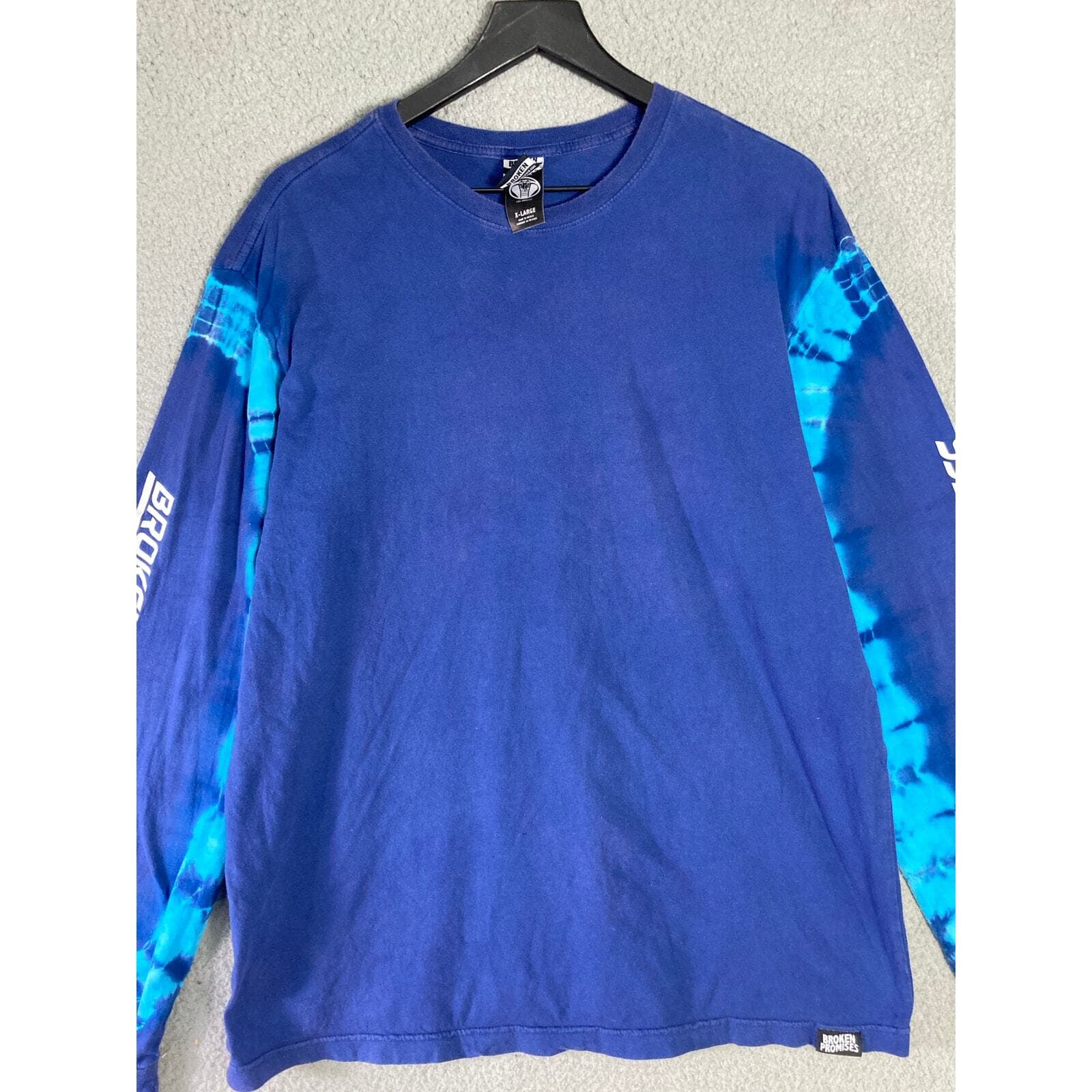 Broken Promises Long Sleeve T-Shirt Blue Unisex XL Streetwear Graphic Tee - Thumbnail 6