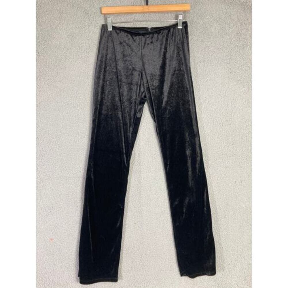 Women's Black Velvet Straight Leg Pants Size S Charades Costume Formal Theater - Thumbnail 4