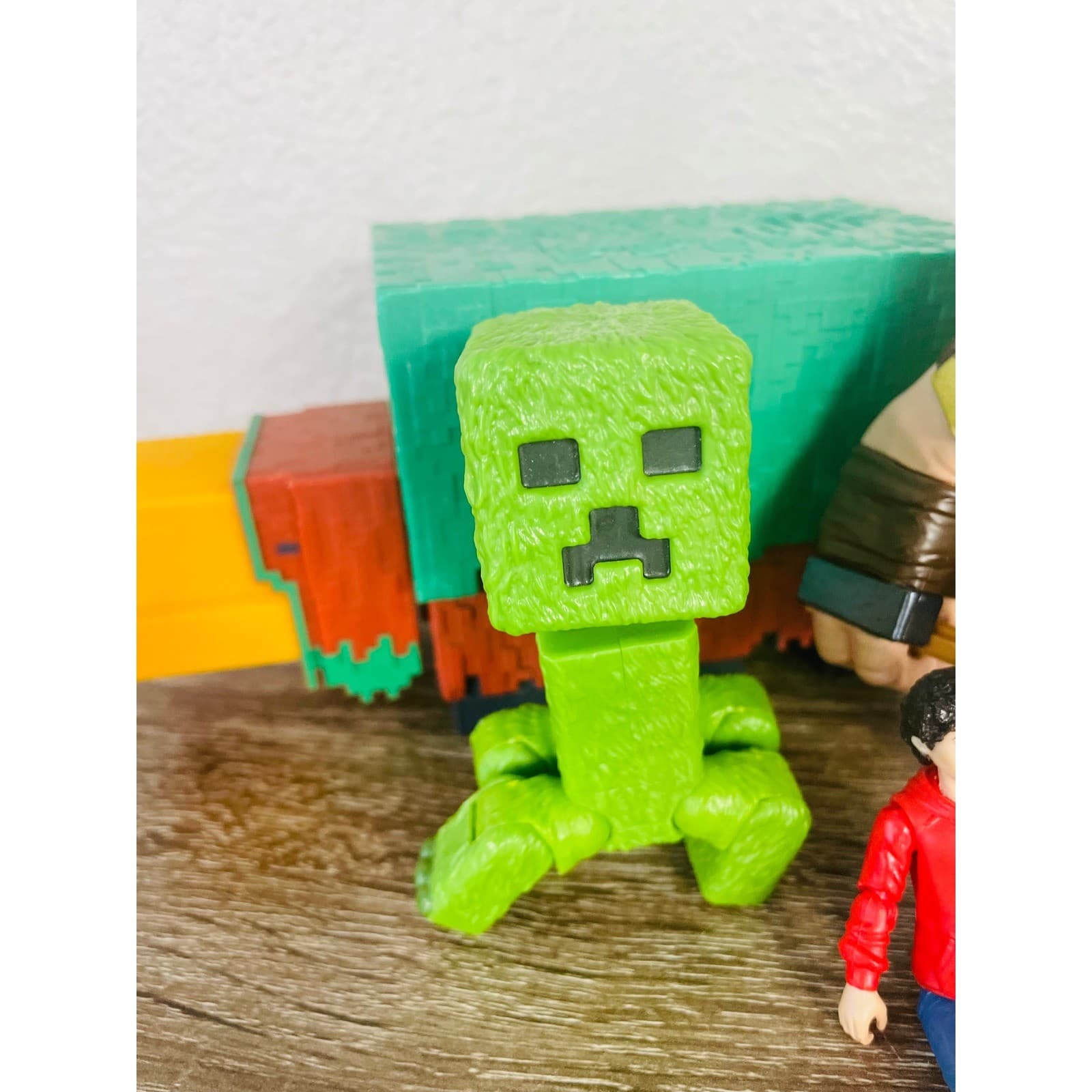 Minecraft Figure Lot Mattel Movie Steve Creeper Pig Warrior Toy Bundle 5pc - Thumbnail 5