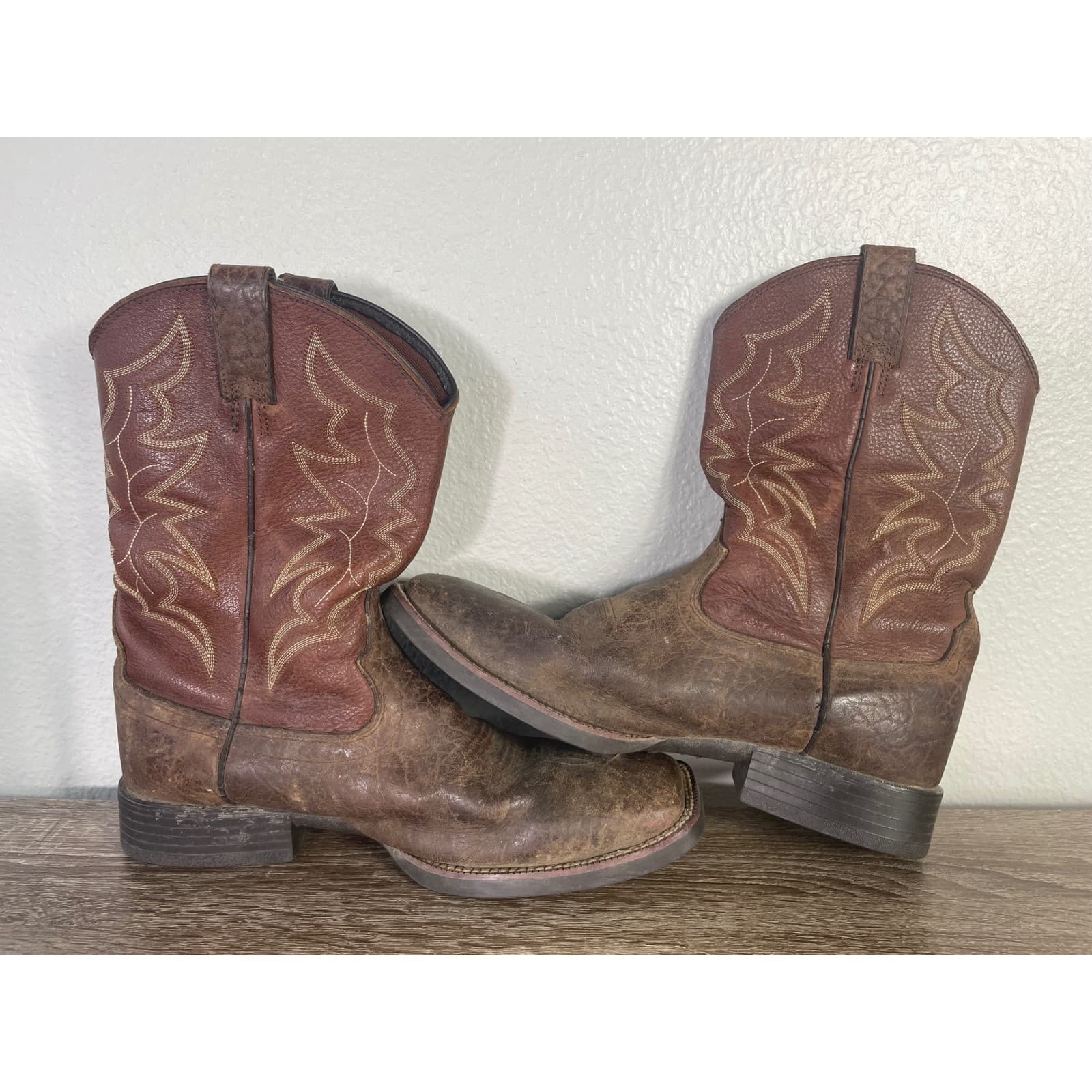 Justin Stampede Chet Boots Mens 12D Brown Leather Square Toe Western 7222 - Thumbnail 14