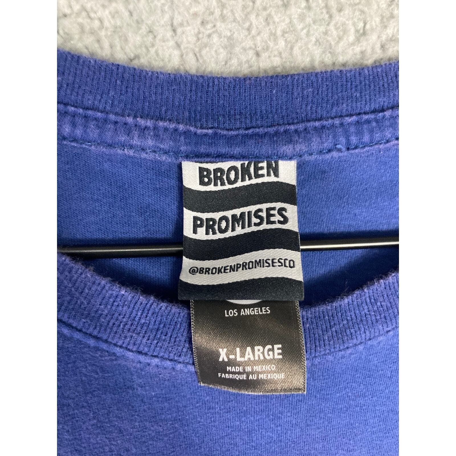 Broken Promises Long Sleeve T-Shirt Blue Unisex XL Streetwear Graphic Tee - Thumbnail 3